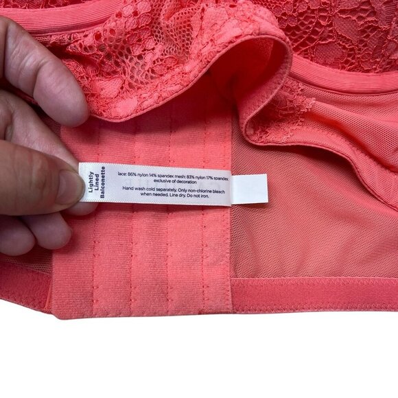 Cacique Lightly Lined Balconette Bra Seriously Sexy Coral Orange Size 42C Wired - Picture 4 of 6